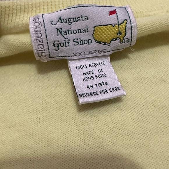 Men’s Vintage Augusta National Golf Shop Light Yellow V Neck Sweater Size XXL - Picture 4 of 5